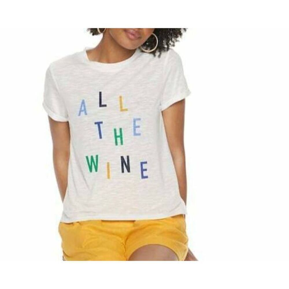 POPSUGAR WHITE GRAPHIC TEE SZ.L NWT.